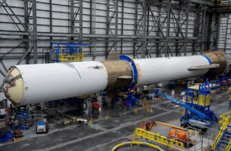 Bezos’ Big Rocket Finally Assembled After Years of Delays