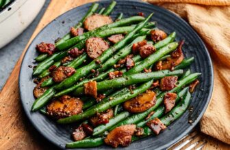 Glazed Green Beans with Bacon and Water Chestnuts