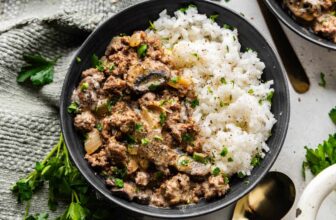 Ground Beef Stroganoff and Rice