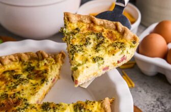 Ham Broccoli and Cheddar Quiche