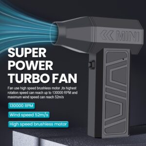 Ventilador Turbina Ajustável de 3 Velocidades 130000RPM com Carregamento Tipo C, Ferramenta Sopradora para Limpeza e Neve em Carros, Eletroescova Portátil