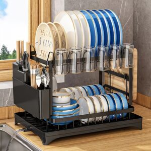 YumiPLUS 1pc Rack de Secagem de Cozinha de Metal Versátil com Dreno – Organizador de Bancada para Pratos, Tigelas, Utensílios, Copos & Tábuas de Corte – Fácil de Instalar, Presente de Boas-Vindas Perfeito
