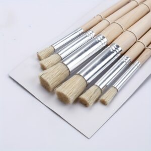 Conjunto de 6 Pincéis de Estêncil com Cerdas & Cabos de Madeira – Ideal para Artesanato DIY, Aquarela, Óleo e Pintura Acrílica