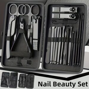 Um conjunto de 8/15/24 peças de corta-unhas e ferramentas de aparar, com uma caixa de viagem portátil, conjunto de aparador e tesouras, conjunto de corta-unhas profissionais e aparador de pés, conjunto de ferramentas de aparar de viagem