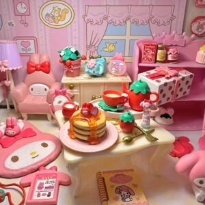 1 Set SANRIO Hello Kitty Miniature Furniture Mystery Box – Cute Anime Dollhouse Decor, DIY Accessories, Perfect Gift for Birthdays, Mid-Autumn Festival, Holiday Season, Craft Supplies