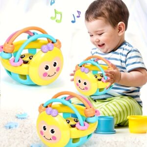 Brinquedos de chocalho e chupeta coloridos para recém-nascidos – Materiais macios e seguros, recursos musicais e de luz, ideais para agarrar, mastigar e brincar, brinquedo para recém-nascidos | Brinquedo musical | Brinquedo macio