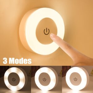 Luz noturna USB 3 em 1 com interruptor de toque – Brilho ajustável, bateria de lítio recarregável, ideal para quarto, corredor e uso portátil, iluminação interior | Luz de parede moderna | Luz de brilho ajustável