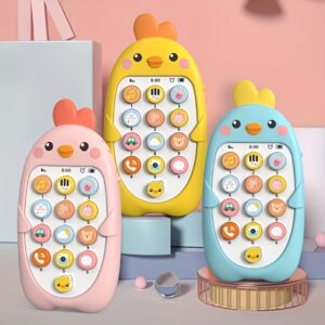 Brinquedo de telefone musical para bebês, máquina de aprendizagem educacional precoce, brinquedo musical de toque e reprodução seguro, material ABS, com capas coloridas, para crianças de 0 a 3 anos, presente ideal para Natal e Halloween