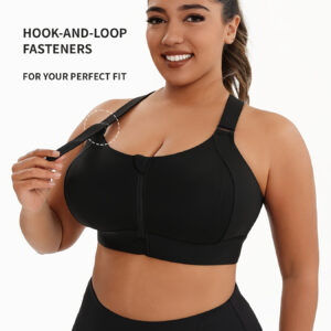 Sutiã Esportivo de Alta Elasticidade para Mulheres Plus Size com Zíper – Azul, Forro Não Removível, Alças Ajustáveis, Ideal para Yoga e Pilates, Roupas de Yoga Plus Size|Sutiã Esportivo|Ajuste Confortável, Roupas de Yoga Plus Size