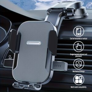 Um suporte de telefone multifuncional para carro com ventosa que pode rotacionar 360 graus para navegação.