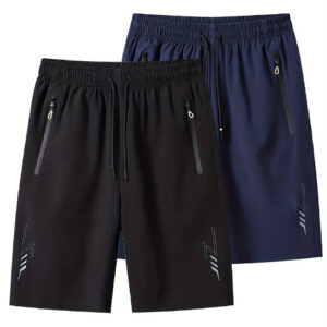 Conjunto de 2 Peças de Shorts Masculinos para Corrida Verão, Novos e Soltos Coreanos em Seda Fina Secagem Rápida Tamanho Grande, Casuais Esportivos com Abertura