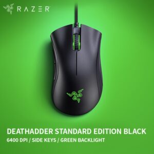Mouse Gamer Razer DeathAdder Essential: Sensor Óptico de 16.000 DPI – Iluminação Chroma RGB – 7 Botões Programáveis – Interruptores Mecânicos – Laterais de Borracha