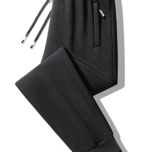 Calças Jogger Casuais Masculinas com Bolsos com Zíper – Macias, Confortáveis de Mistura de Poliéster, Ideais para Esportes de Outono & Lazer, Opções em Preto & Cinza