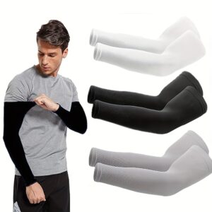 3 Pares de Mangas de Braço para Homens, Mangas de Compressão para Cobrir os Braços de Homens que Trabalham, Mangas de Sol para Proteção de Homens