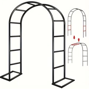 1pc Arco de Jardim de Metal Preto – Estrutura de Aço Pesado com Design de Treliça, Ideal para Plantas Trepadeiras, Rosas, Legumes e Balões, Decoração Perfeita para o Dia dos Namorados, Decoração de Entrada de Jardim|Estrutura de Jardim Elegante|Estrutura de Metal Durável, Decorações de Jardim