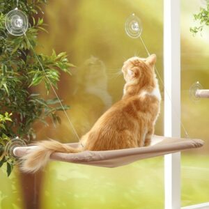 Cama de janela confortável para gatos – cama de rede aconchegante montada em janela para gatos
