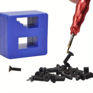 Ferramenta de magnetizador e demagnetizador de ABS de dupla face – Ideal para chaveiros, parafusos, soquetes, porcas, parafusos, pregos e ferramentas de aço – Pega amarela, suporte para chaveiros|Suporte de ímã compacto|Plástico durável
