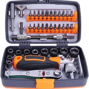 Conjunto de chave de fenda ratcheting 38 em 1 com torque ajustável – Pega ergonômica, construção de aço carbono durável, ideal para reparos domésticos e projetos de bricolage, ferramenta para tarefas diárias | Pega ergonômica | Construção durável, conjunto de chave de fenda