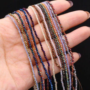 Pedras naturais semipreciosas de quartzo cristalino soltas, com banho de cor de 2mm, para fazer joias, pulseiras e colares DIY. Comprimento de 38cm. Presentes de Natal, Ação de Graças e Ano Novo.