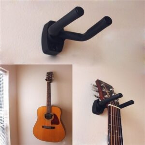 Suporte de parede estiloso para guitarra – Exiba seu instrumento com segurança, com ganchos e palhetas inclusos