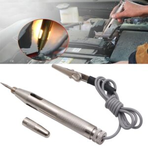 Testador de Circuito Compacto para Carro – Sonda de Teste de Continuidade e Tensão DC 6V-12V-24V com Cabo Flexível, Design de Tubo de Luz Sem Calor