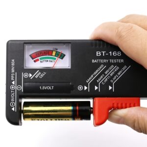 BT-168 Testador de Bateria Universal – Verifique Rapidamente Pilhas AA/AAA/C/D/9V/1.5V com Indicadores Coloridos do Medidor!