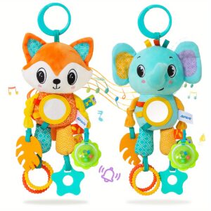 Brinquedos de Chocalho para Berço de Crianças – Brinquedo de Espiral de Animal de Desenho Animado com Sino para Berço de Crianças, Cadeira de Carro e Carrinho de Berço para Meninos e Meninas