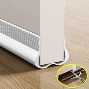 Faixa de Vedação Flexível para Porta em PVC – Bloqueador de Correntes com Design Estriado, Fácil Instalação com Adesivo para Eficiência Energética e Conforto Doméstico