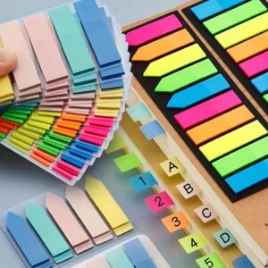 Conjunto de 200 Notas Adesivas, Abas Autoadesivas Coloridas Fáceis de Postar, Stickers de Planejador de Escritório e Escola, Índice e Marcadores de Página