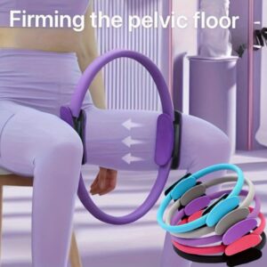 Anel de Resistência Pilates Versátil com Alças de Espuma Confortáveis – Núcleo de Aço Durável de 35.56cm para Fortalecimento em Yoga, Fitness & Reabilitação
