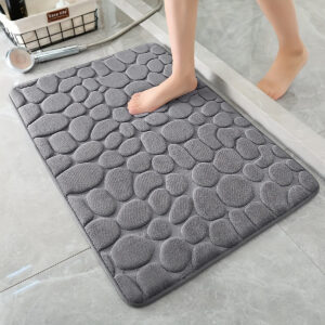 Tapete de Banho com Relevo de Calçada – Antiderrapante, Absorvente para Banheiro, Cozinha, Lavanderia & Decoração de Quarto