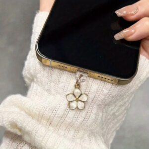 1pc Tampa de Poeira para Celular com Flor Simples para iPhone/Type-C/Porta Android
