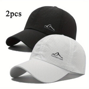 Boné de beisebol em poliéster, 2 peças, estampa de montanha nevada, secagem rápida, novo, lazer de primavera e verão, tendência de moda masculina, boné estilo duck, boné para esportes ao ar livre feminino, com envio de amor para amantes do esporte ao ar livre.