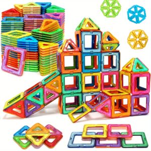 Conjunto de Blocos de Construção Magnéticos CoolNuro para Crianças – Brinquedo de Construção Criativo DIY, Melhora a Coordenação Mão-Olho, Desenvolvimento Cerebral, Ideal para Meninos e Meninas, Ímãs ABS de Cores Misturadas