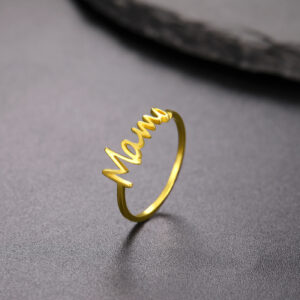 1pc Anel ‘Mama’ Elegante em Aço Inoxidável com Tom Dourado – Estilo Boho Chic, Perfeito para o Dia das Mães ou Presente de Aniversário de Casamento para a Mãe