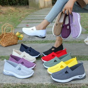 1 Par de Tênis Femininos Respiráveis com Dedo Aberto, Casuais para Caminhar em Qualquer Estação, Leves com Sola Plana e Design de Cor Sólida, Confortáveis com Parte Superior/Interior em Tecido e Sola Falsa