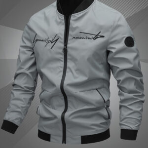 Jaqueta Bomber Casual com Bordado de Letras para Homens