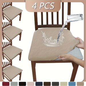 4peças/6peças Capas de Almofada de Sofá de Fibra de Leite de Cor Sólida Clássica de Alta Elasticidade, à Prova de Poeira, Lavável, Removível, 120gsm, com Fechamento de Elástico, Design All-in-one, Poliéster 92% + Elastano 8%, Acabamento Arenado, Sem Impressão, para Sala de Estar, Sala de Jantar, Hotel