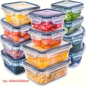 Recipiente de Armazenamento 1pc, Caixa de Alimentos Multifuncional à Prova de Vazamentos e Reutilizável com Tampa, Portátil e Empilhável, para Carne, Ovos, Frutas e Legumes, Organizadores e Acessórios de Cozinha