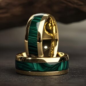 Allure Quotidien] Alliance en Acier Titane pour Homme, Bague de Style Mode en Acier Inoxydable de 8mm avec Motif Turquoise, Bijoux pour la Saint-Valentin
