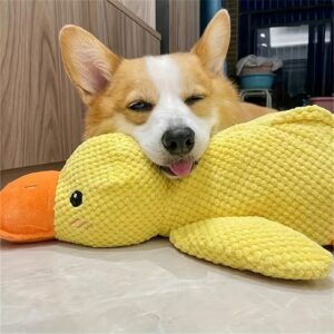 Brinquedo de Pato Durável com Som para Cães – Brinquedo de Pelúcia Macio para Morder e Dentição com Design de Desenho Animado, Ideal para Todas as Raças – Companheiro Interativo para Brincar e Dormir, Brinquedo de Pelúcia para Cães