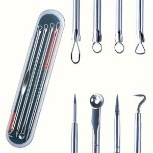 Conjunto de 4 peças de Agulha para Acne, Cravos e Manchas Pretas, Removedor de Espinhas e Imperfeições, Cuidados com a Pele Feminina, Beleza, Cuidado com a Acne, Limpeza de Poros com Gancho de Agulha
