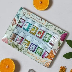 Conjunto de Aromaterapia com Óleo Essencial Hidrossolúvel de 12 unidades de 3ml, Fragrância Relaxante para Ar Interior Fresco, Decoração Romântica para Casa, Atmosfera Festiva, Tampas de Garrafa Aleatórias, Formato Líquido, Uso Familiar