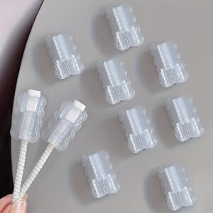 Conjunto de 10 ou 5 Protetores de Cabo com Padrão de Onda Transparente, Projetados para Proteger Cabos de Dados e Evitar Desconexões, Ideais para Acessórios de Telefone Celular e Práticos para Armazenamento, Organizador de Mesa e Gaveta para Armazenamento em Casa