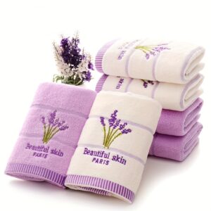 Duas toalhas de algodão lavanda branco leitoso+roxo
