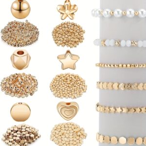 Conjunto de 1200 Peças de Espaçadores Elegantes – Formas de Estrela, Redonda, Facetada, Coração & Flor para Fazer Joias DIY – Ideal para Pulseiras, Brincos, Colares