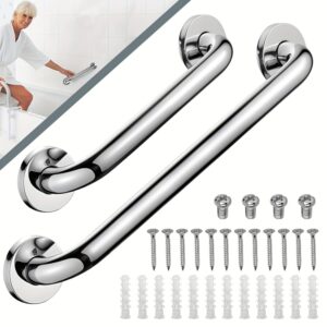 Barra de Apoio para Banheiro em Aço Inoxidável com Comprimento Ajustável de 12/20 Polegadas – Antiderrapante e Durável, Fácil de Instalar, Suporte Seguro para Idosos, Deficientes e Reabilitação de Lesões – Escolha Seu Tamanho!
