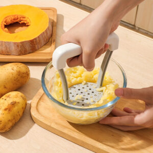 Triturador manual de batatas em Pp branco com cabo antiderrapante, Triturador de vegetais de cozinha lavável, Espremedor de frutas, Espremedor de batatas, Triturador de vegetais para cozinhar e jantar, Gadgets de cozinha fáceis