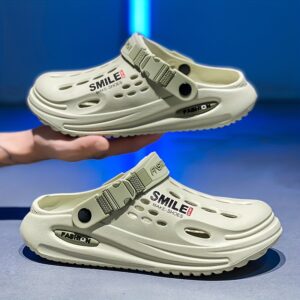 Mules e Clogs Esportivos para Homens, Sapatos de Jardim de Slip-On com Dedo Aberto, Sandálias de Caminhada de EVA com Dedo Redondo, Cor Sólida, com Proteção Contra a Exposição Solar para Calçados de Praia de Verão