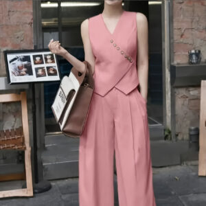 Oferta Promocional Primavera/Verão – Conjunto Elegante e Casual de Calça Cropped com Bolsos Transversais